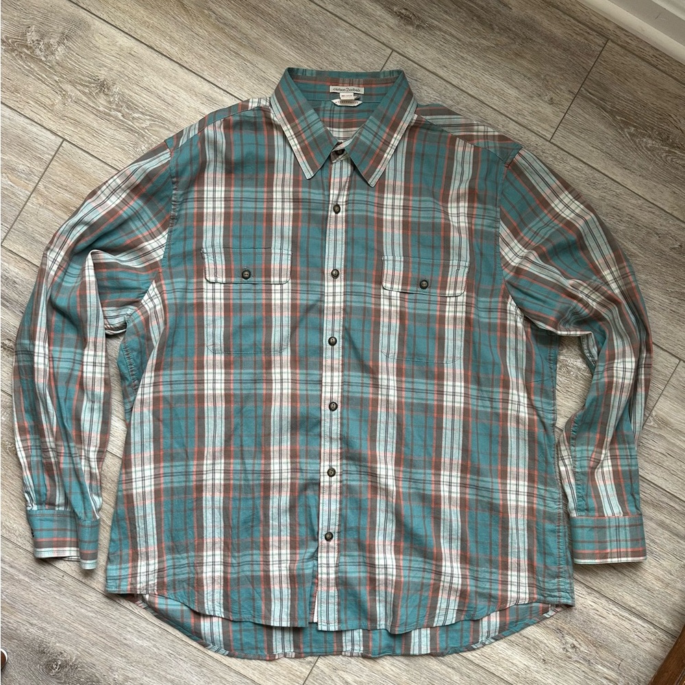 Carbon2Cobalt Mens Plaid Cotton Dress Shirt XL